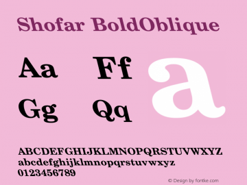 Shofar BoldOblique Version 0.150yg Font Sample