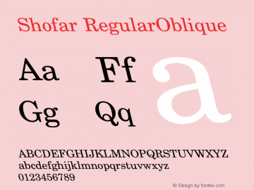 Shofar RegularOblique Version 1.6 Font Sample