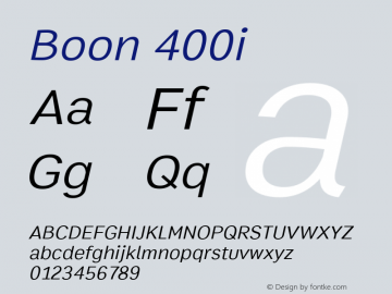 Boon 400i Version 1.0-beta1 Font Sample