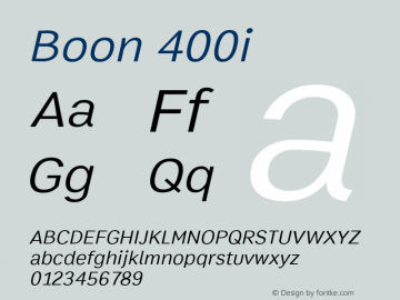 Boon 400i Version 1.0-beta1 Font Sample