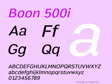 Boon 500i Version 1.0-beta1 Font Sample