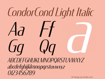 CondorCond Light Italic Version 1.0 Font Sample