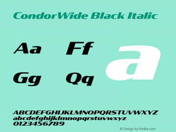 CondorWide Black Italic Version 1.0 Font Sample