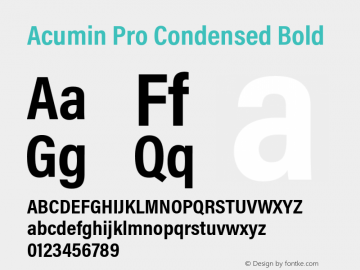 Acumin Pro Condensed Bold Version 1.011;PS 1.0;hotconv 1.0.86;makeotf.lib2.5.63406 Font Sample