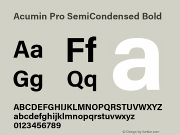 Acumin Pro SemiCondensed Bold Version 1.011;PS 1.0;hotconv 1.0.86;makeotf.lib2.5.63406 Font Sample