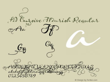 LD Cursive Flourish Regular Unknown Font Sample