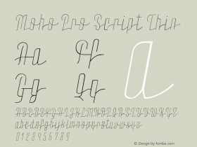 Moho Pro Script Thin Version 3.000 Font Sample