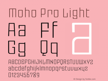 Moho Pro Light Version 3.000 Font Sample