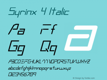 Syrinx 4 Italic 1.0 Tue May 02 16:31:11 1995 Font Sample