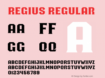 Regius Regular Version 1.000 Font Sample