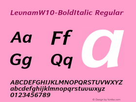 LevnamW10-BoldItalic Regular Version 1.00 Font Sample