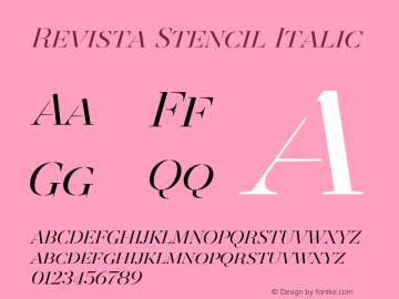 Revista Stencil Italic Version 1.001;PS 001.001;hotconv 1.0.70;makeotf.lib2.5.58329图片样张