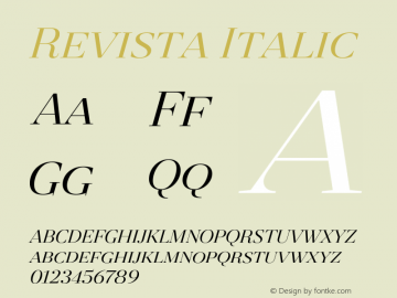 Revista Italic Version 1.001;PS 001.001;hotconv 1.0.70;makeotf.lib2.5.58329 Font Sample