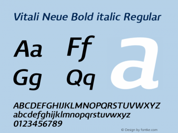 Vitali Neue Bold italic Regular Version 1.000;PS 001.000;hotconv 1.0.88;makeotf.lib2.5.64775图片样张