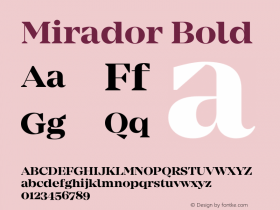 Mirador Bold Version 1.000;PS 001.000;hotconv 1.0.70;makeotf.lib2.5.58329图片样张