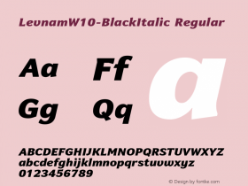 LevnamW10-BlackItalic Regular Version 1.00 Font Sample