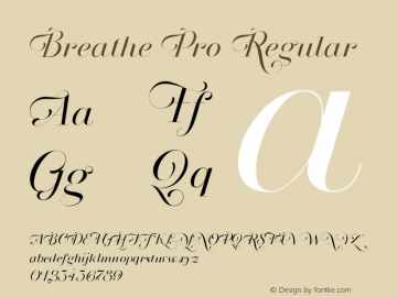 Breathe Pro Regular Version 1.000 Font Sample