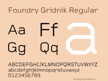 Foundry Gridnik Regular Version 1.000 Font Sample