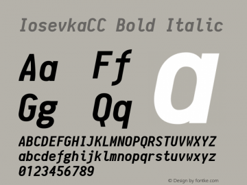 IosevkaCC Bold Italic r0.1.16-p1; ttfautohint (v1.4.1) Font Sample