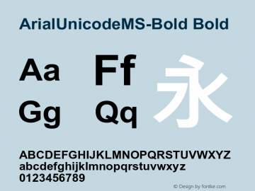 ArialUnicodeMS-Bold Bold Version 1.00 Font Sample