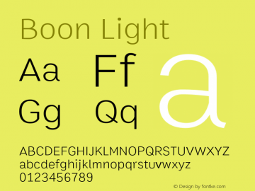 Boon Light Version 1.0-beta2 Font Sample
