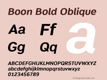 Boon Bold Oblique Version 1.0-beta2 Font Sample