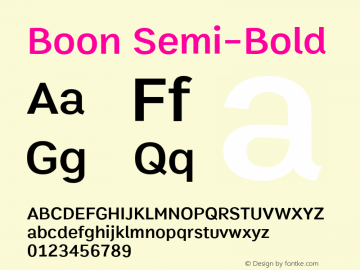 Boon Semi-Bold Version 1.0-beta2 Font Sample