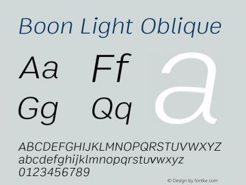 Boon Light Oblique Version 1.0-beta2图片样张