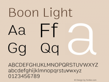 Boon Light Version 1.0-beta2 Font Sample