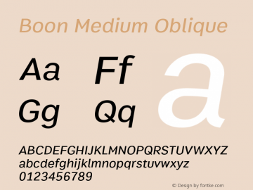 Boon Medium Oblique Version 1.0-beta2 Font Sample