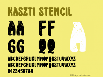 Kaszti Stencil Version 1.000 Font Sample