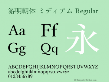 游明朝体 ミディアム Regular 11.1d3e1 Font Sample