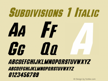 Subdivisions 1 Italic 1.0 Tue May 02 20:31:04 1995 Font Sample