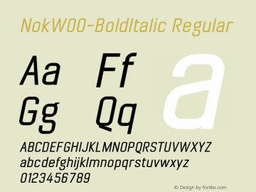 NokW00-BoldItalic Regular Version 1.1 Font Sample