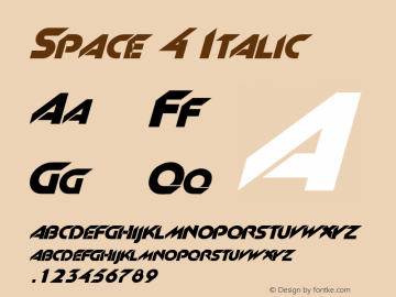 Space 4 Italic 1.0 Tue May 02 20:51:35 1995 Font Sample