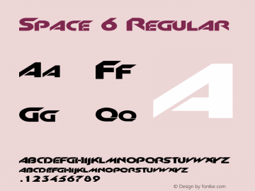 Space 6 Regular 1.0 Tue May 02 20:53:36 1995 Font Sample
