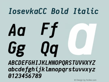 IosevkaCC Bold Italic r0.1.16-p1; ttfautohint (v1.4.1) Font Sample