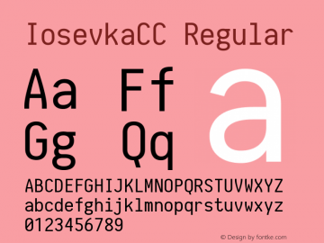 IosevkaCC Regular r0.1.16-p3; ttfautohint (v1.4.1) Font Sample