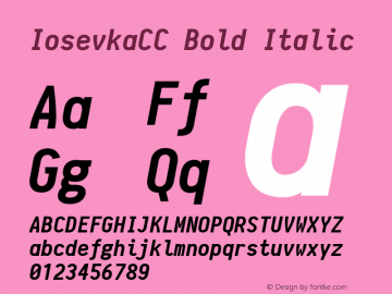 IosevkaCC Bold Italic 1.0-beta1; ttfautohint (v1.4.1) Font Sample