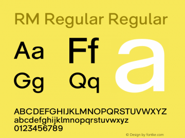 RM Regular Regular Version 1.000 Font Sample