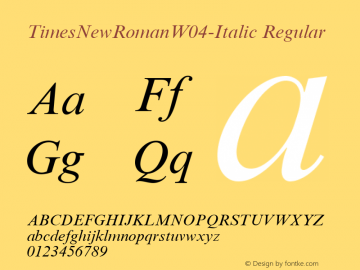 TimesNewRomanW04-Italic Regular Version 1.1 Font Sample