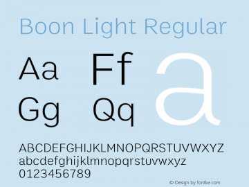 Boon Light Regular Version 1.0 Font Sample