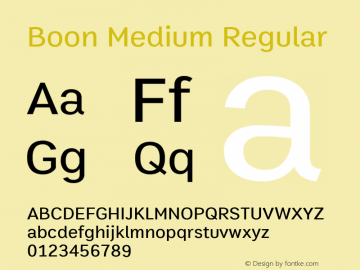 Boon Medium Regular Version 1.0 Font Sample