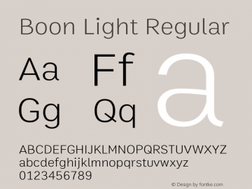 Boon Light Regular Version 1.0 Font Sample