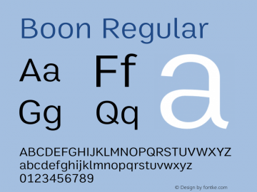 Boon Regular Version 1.0 Font Sample