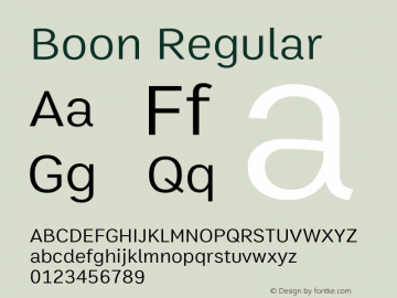Boon Regular Version 1.0 Font Sample