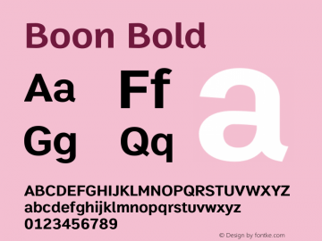 Boon Bold Version 1.0 Font Sample