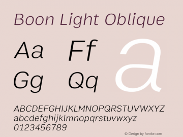 Boon Light Oblique Version 1.0图片样张