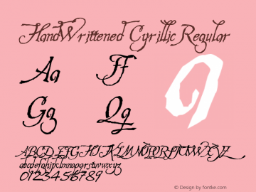 HandWrittened Cyrillic Regular Version 1.00 July 18, 2012, initial release Font Sample