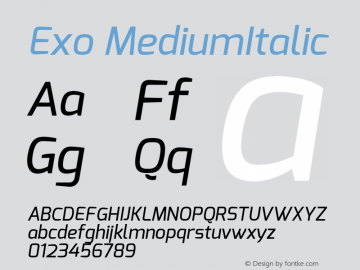 Exo MediumItalic Version 1.00图片样张